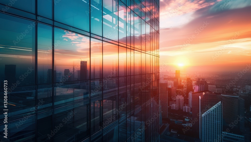 Sunset Cityscape from a Modern Skyscraper