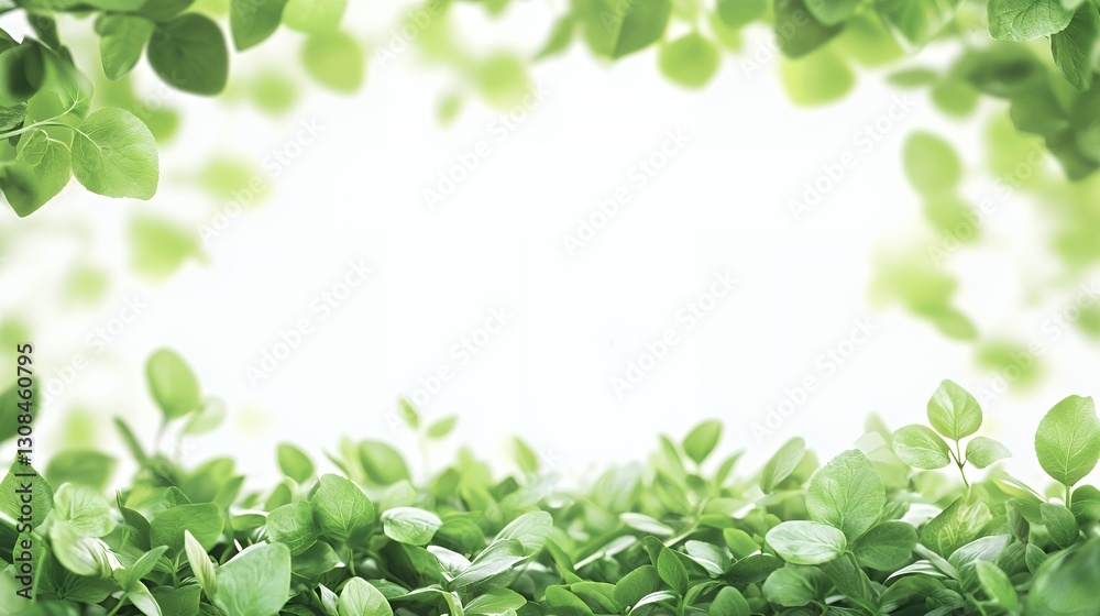 Vibrant Green Leaves Frame White Background Vibrant Green Leaves Frame White Background