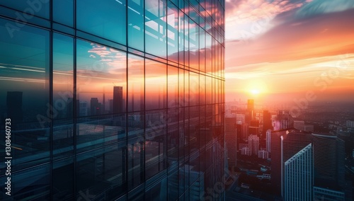 Obraz na płótnie Sunset Cityscape from a Modern Skyscraper w salonie
