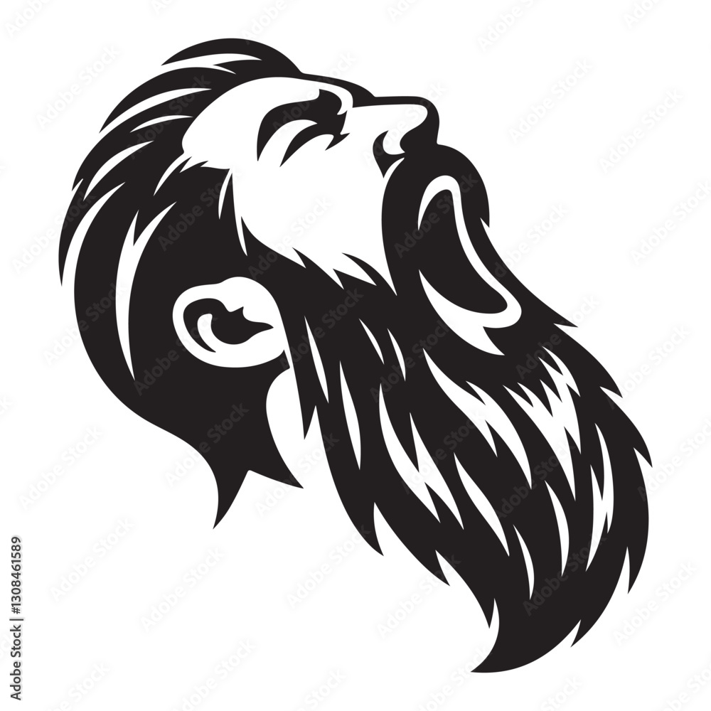 Fototapeta premium Silhouette Bearded Man Looking Upwards Vector Illustration Design