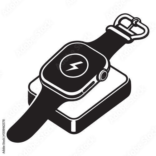 Smartwatch charging wirelessly symbol modern tech illustration vector artwork