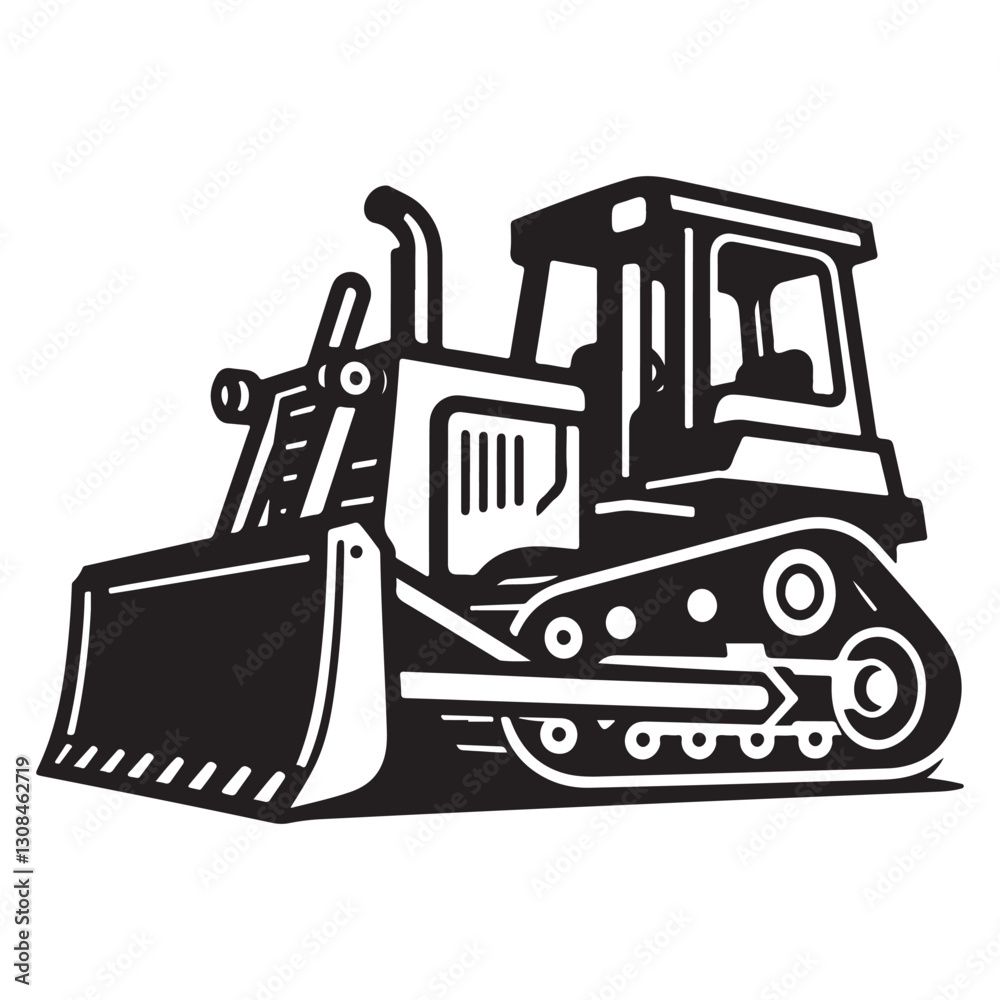 Naklejka premium Powerful Bulldozer Construction Vehicle Illustration for Heavy Duty Projects