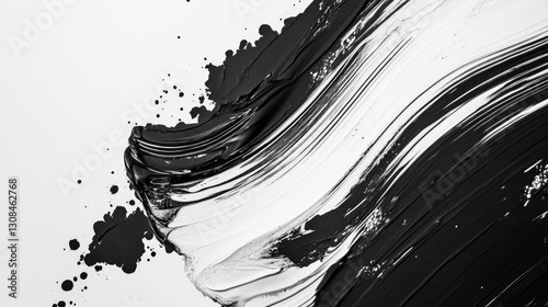 A bold abstract composition with sharp contrasts, intricate textures, and sweeping black-and-white strokes for a dynamic visual