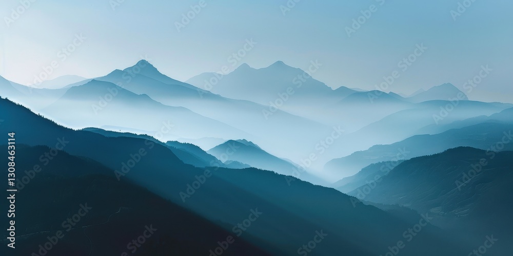 Obraz premium Misty Mountain Range: A Breathtaking Landscape