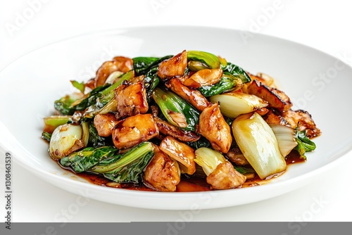 Stir-fried bok choy isolated on white background 