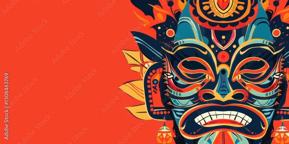 Vibrant Tribal Mask Art Design