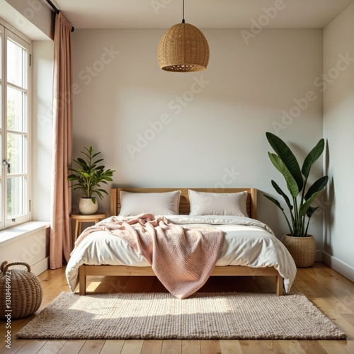 Cozy bohemian kid's room, layered textures, natural light, interior, eclectic