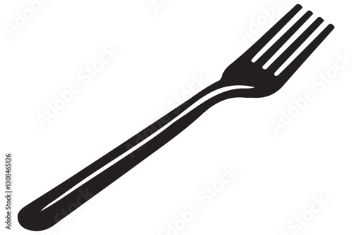 Silhouette Fork Illustration Utensil Vector Graphic for Kitchen Design