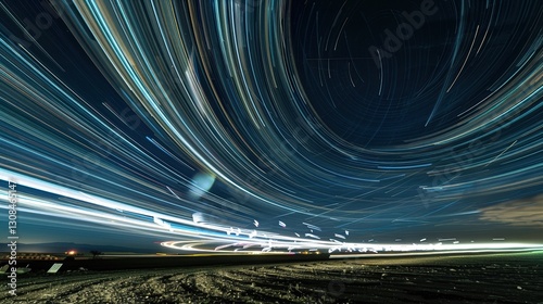 Obraz na płótnie Starry Night Trails Over the Landscape w salonie