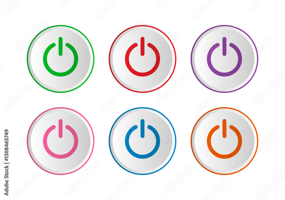 Power Button Collection Vector Illustration Power Button Collection Vector Illustration