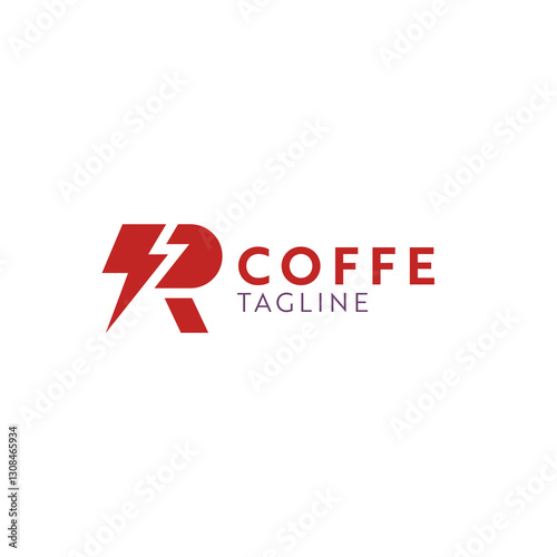 Bold Coffee Logo with Letter R and Lightning for Energy & Power