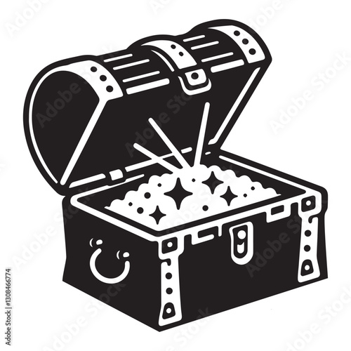 Treasure chest vector with glowing contents for adventure and fortune