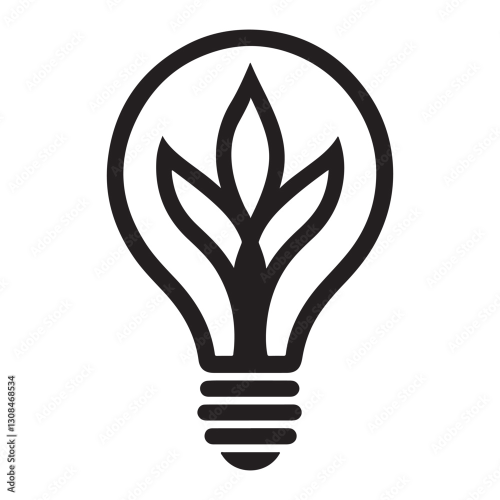 Lightbulb with Plant Growing Inside Environmentally Friendly Energy Concept Silhouette Lightbulb with Plant Growing Inside Environmentally Friendly Energy Concept Silhouette