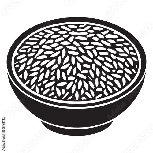 Bowl of Rice Asian Cuisine Staple Food Illustration Design Element