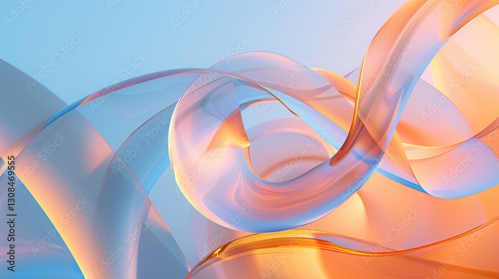 Fototapeta premium Abstract Flowing Digital Art with Blue and Orange Colors