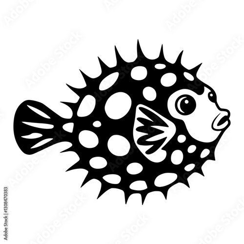 Puffer fish silhouette design vector illustration