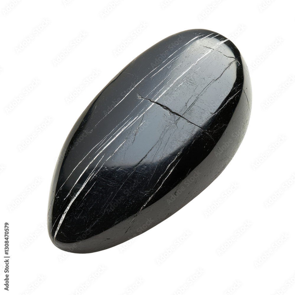 Black Tourmaline Gemstone Texture on transparent background.