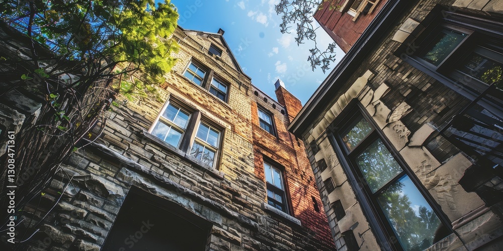 Charming Old City Buildings with Ivy