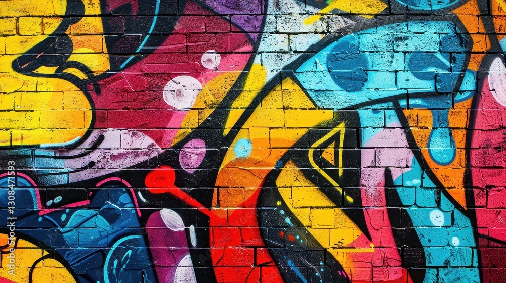 Colorful Graffiti Art on a Brick Wall