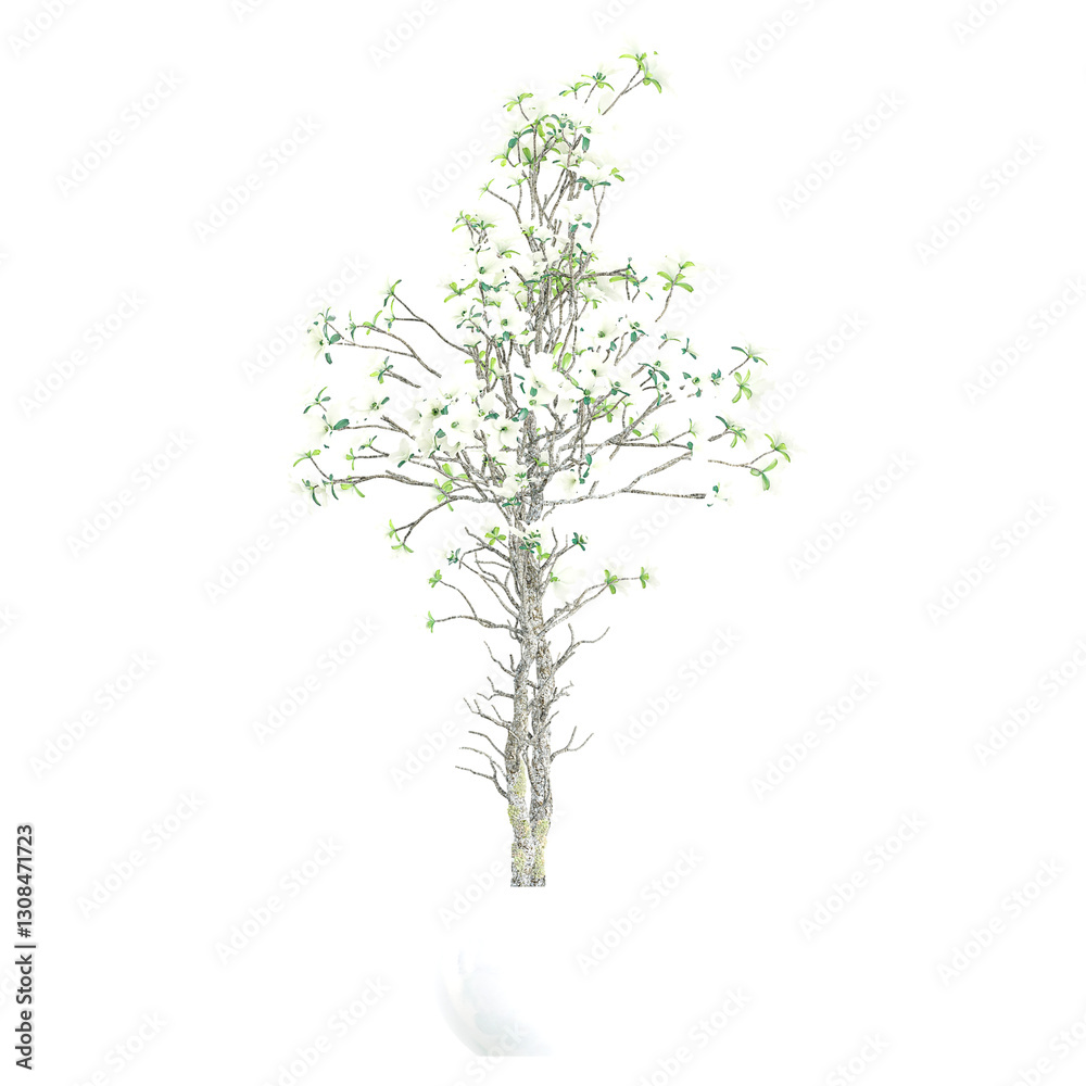 3D rendering of Cornus officinalis in pot isolated on transparent canvas 3D rendering of Cornus officinalis in pot isolated on transparent canvas
