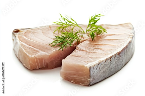 Swordfish steak slice isolated on white background 