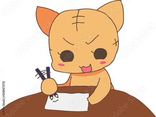 何かを書く猫