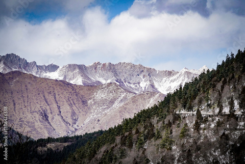 the atmosphere of the snow mountain with dramatic tone