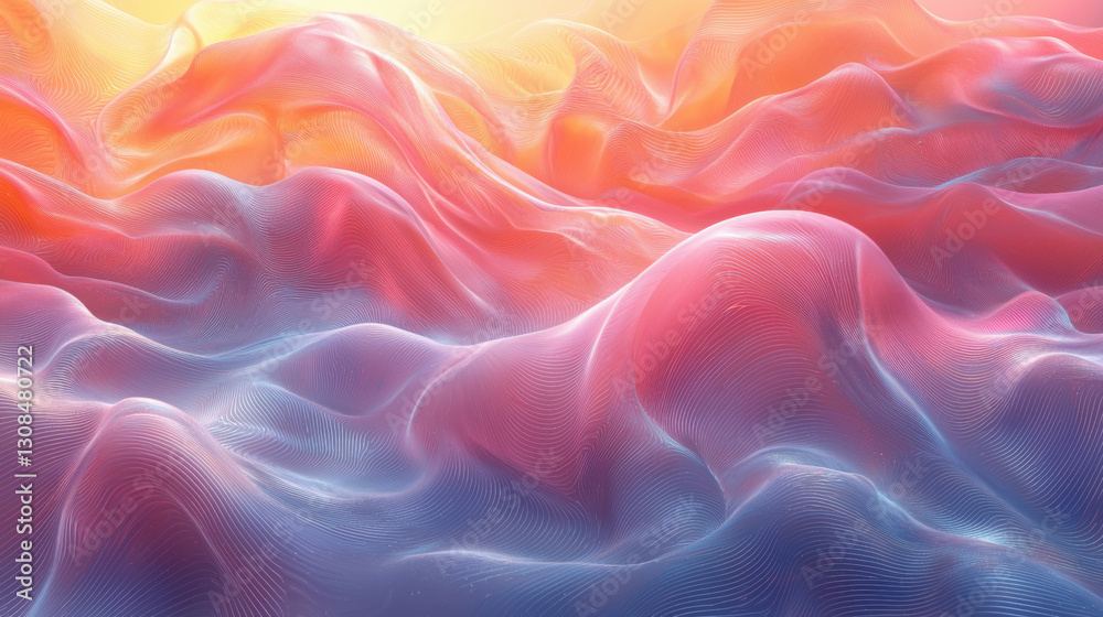 Obraz premium Abstract waves with gradient colors and linear texture