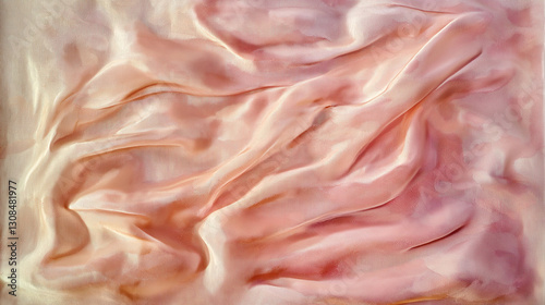 Refined Flat Lay of Light Pink Silk with Subtle Ripple Effects photo