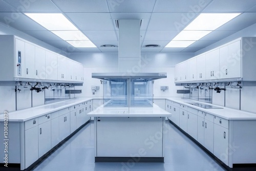 Modern Fume Hood Setup in University Science Classroom with Sleek White Interiors and Functional Design Elements