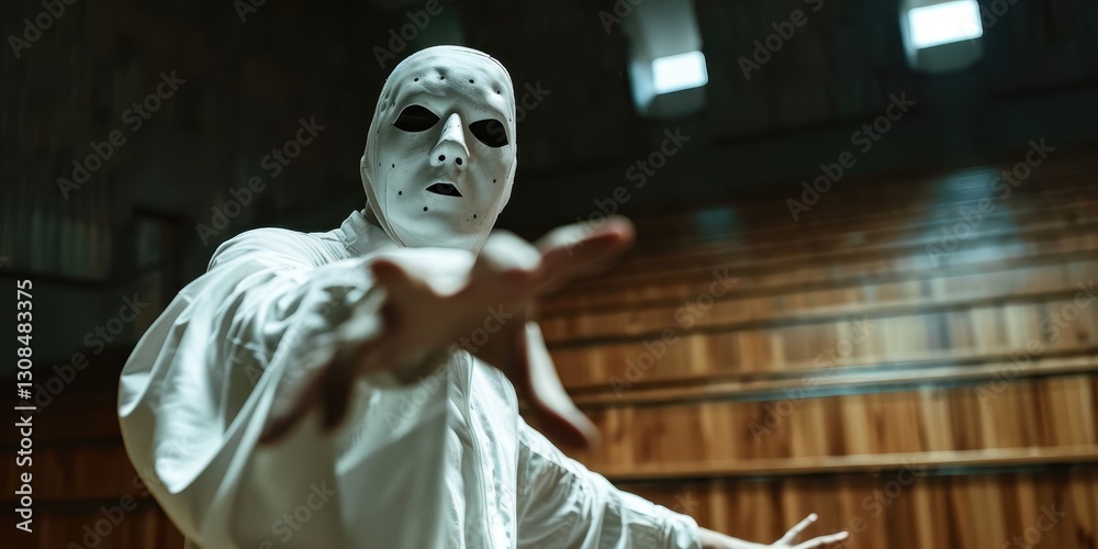 Mysterious Figure in White Mask