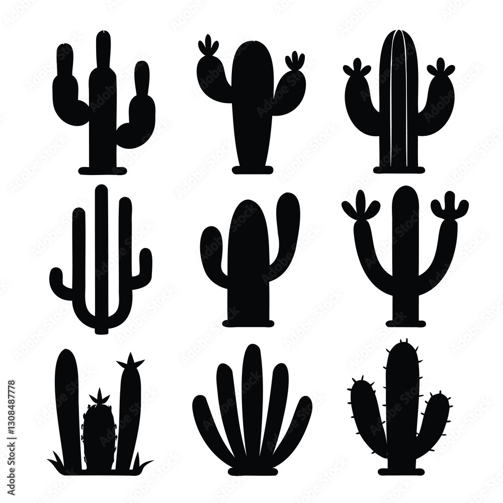 Fototapeta premium Cactus icons symbol of silhouette vector illustration 1
