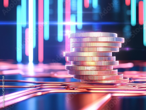 Stack of coins symbolizing the value and investment potential of blue-chip nfts in the blockchain technology landscape