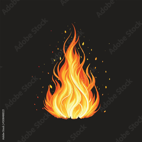 Realistic fire flame vector black background