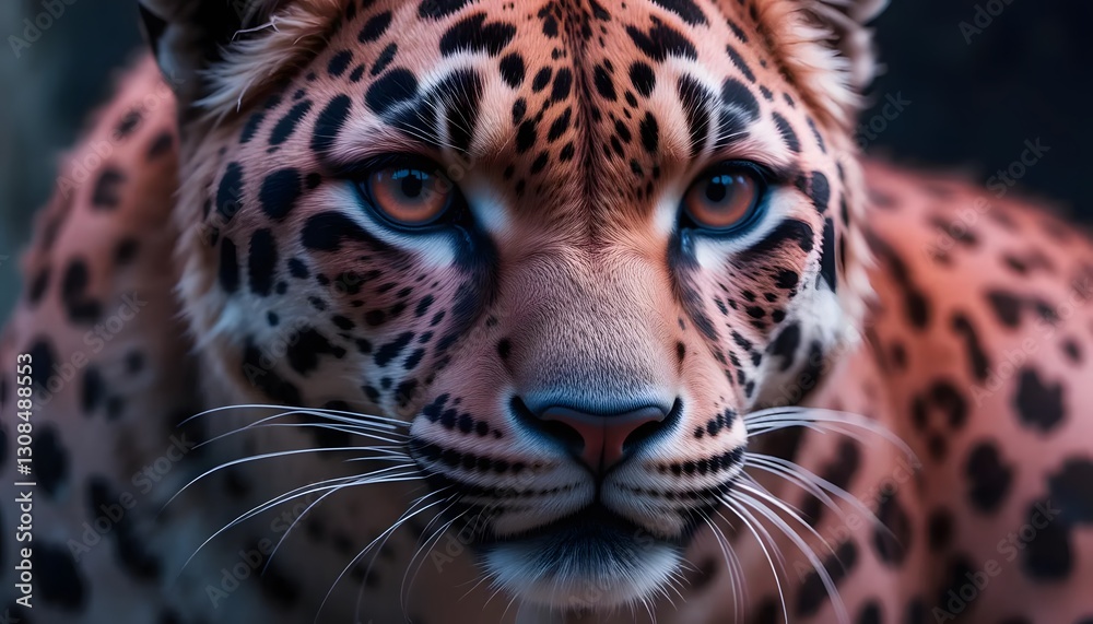 Obraz premium Close-up Portrait of a Jaguar with Intense Gaze and Detailed Fur