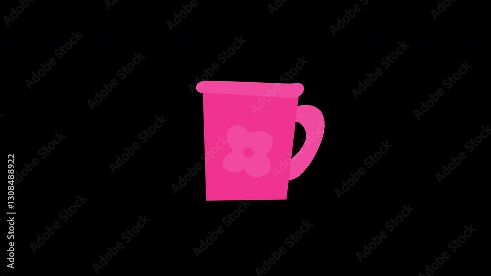 Loop animation video of a mug with liquid icon, with alpha channel Loop animation video of a mug with liquid icon, with alpha channel