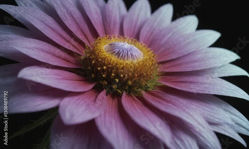 Romantic Lotus Flower with Water Drops on Black Background