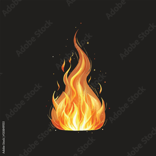 Realistic fire flame vector black background