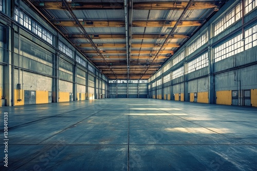 Spacious Interior of an Unused Industrial Storage Facility with Expansive Architecture