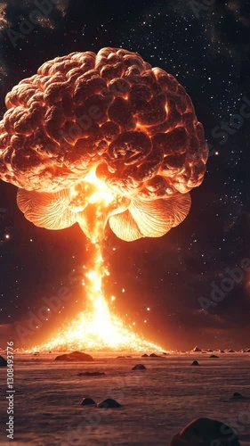 Massive explosion lights up the night sky in an electrifying display of power and energy