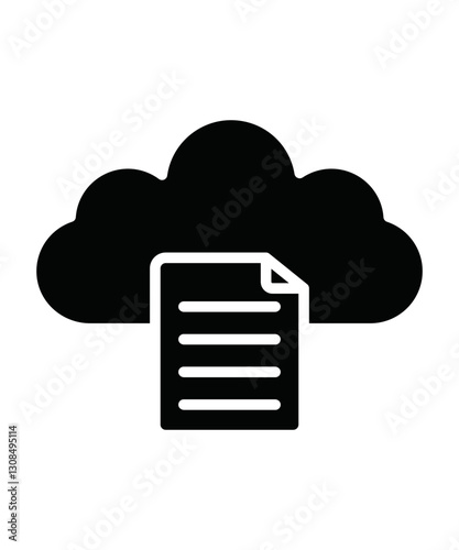 Cloud document icon filled with black