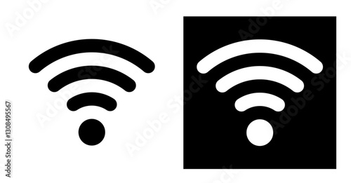 Wifiの黒と白のアイコンのイラスト	
