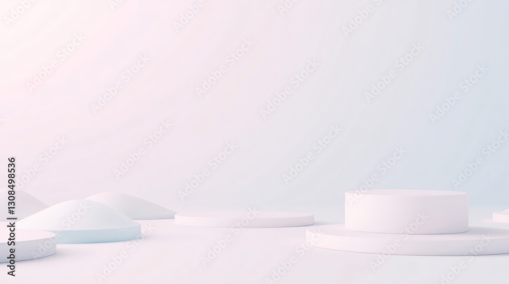 3d render of abstract minimal geometric forms glossy white podium. 3d render of abstract minimal geometric forms glossy white podium.