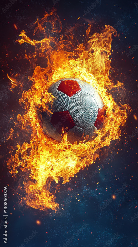 Fototapeta premium Flaming Soccer Ball