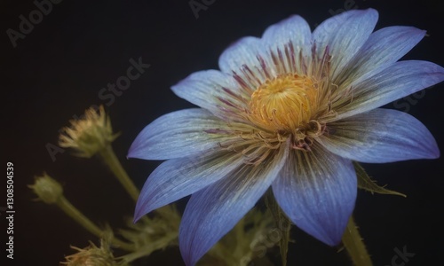 Romantic Lotus Flower with Water Drops on Black Background