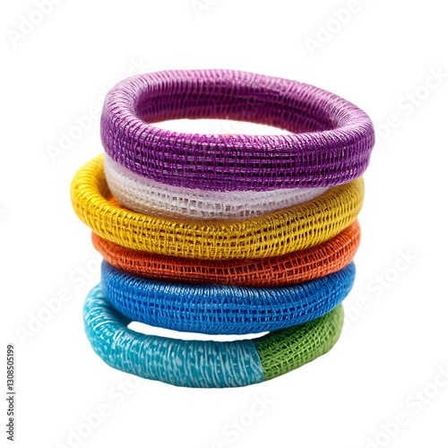 Stack of colorful fabric hair ties.