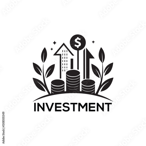 investment vector silhouette line art logo illustration
