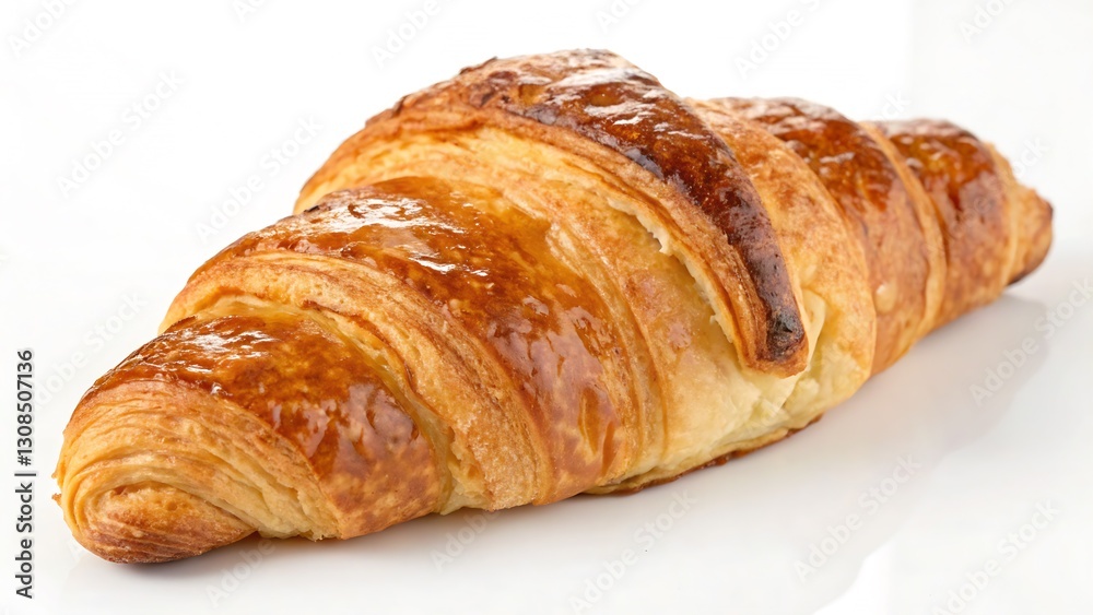 Golden-Brown Croissant with Crispy Layers on a White Background, High-Resolution Product Shot enhances its elegance and gourmet appeal. Golden-Brown Croissant with Crispy Layers on a White Background, High-Resolution Product Shot enhances its elegance and gourmet appeal.