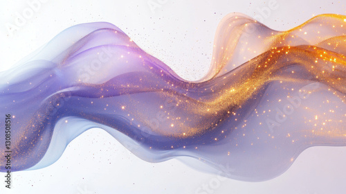 Abstract flowing fabric with golden glitter