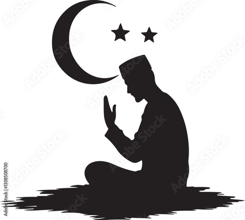 A scene of praise to God the Creator silhouette design.